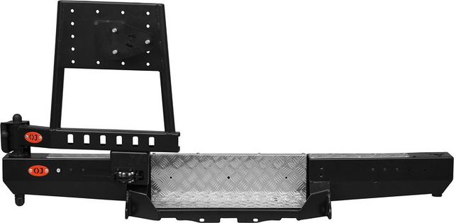 Бампер силовой OJ задний с универсальной левой калиткой и возможностью установки лебёдки для УАЗ Буханка 3741, 3909, 2206, 3962 1965-2026. Артикул 03.102.23