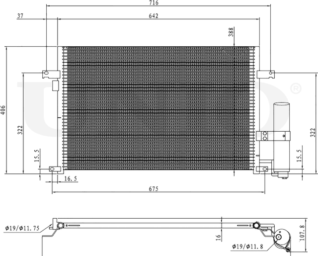 Радиатор кондиционера (Unio). Артикул RAD-30031