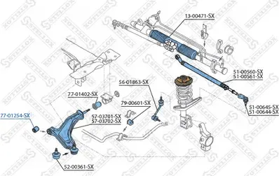 Сайлентблок переднего рычага подвески Stellox правый/левый для Land Rover Freelander I 1998-2006. Артикул 77-01254-SX