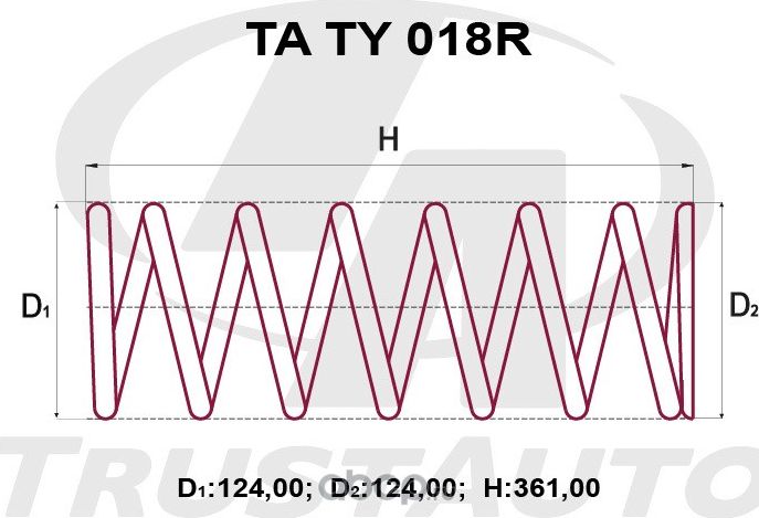 Пружина подвески усиленная () (Trustauto). Артикул TATY018R