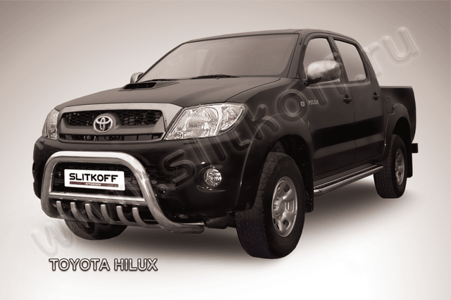 Кенгурятник Slitkoff d76 низкий с защитой картера для Toyota Hilux VII 2008-2011. Артикул THL001