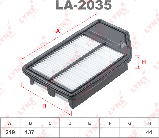 Воздушный фильтр LYNXauto. Артикул LA-2035