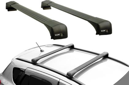 Багажник на интегрированные рейлинги LUX Bridge для Kia Sportage IV 2016-2022 (Крыловидные дуги Черные). Артикул 792818-792627-798049