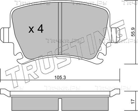 Тормозные колодки Trusting задние для Volkswagen Touran I 2003-2010. Артикул 569.0