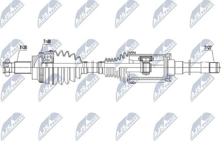 Полуось (привод в сборе, приводной вал) NTY. Артикул NPW-BM-145