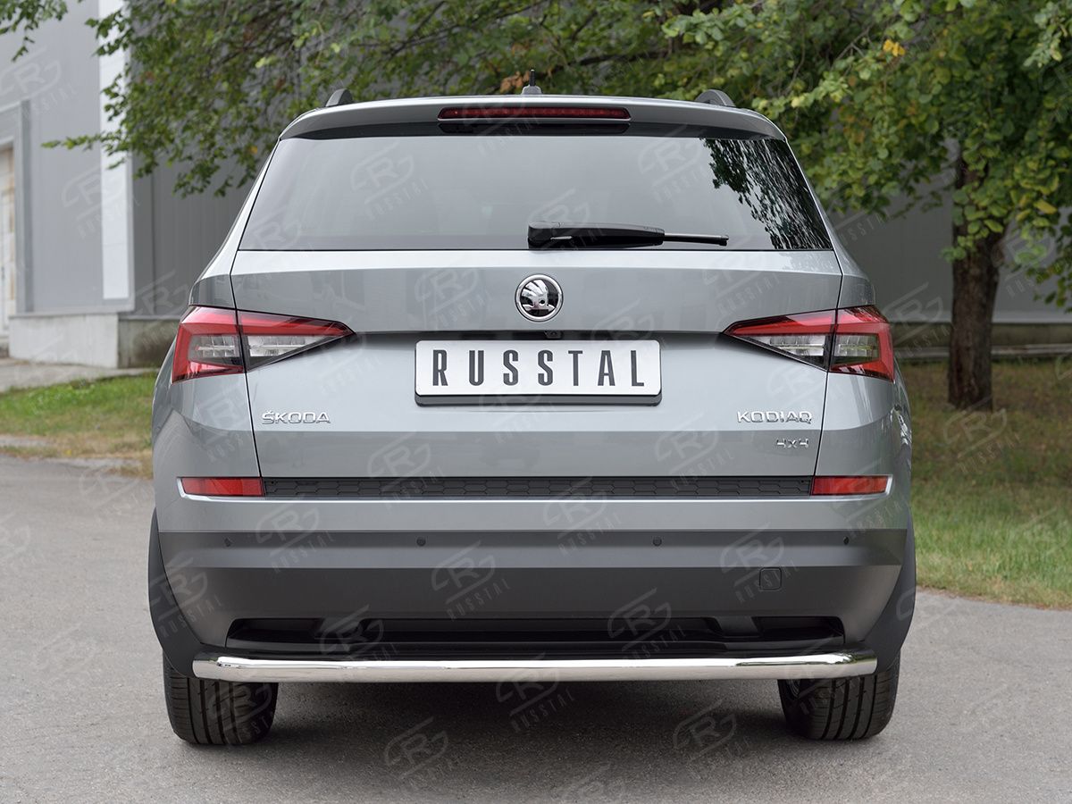 Защита RusStal заднего бампера d63 секции для Skoda Kodiaq 2017-2026. Артикул SKKZ-002779