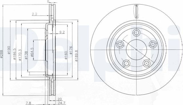 Тормозной диск Delphi для Jaguar S-Type I 1999-2007. Артикул BG3512