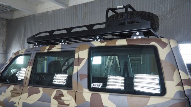 Багажник экспедиционный АВС-Дизайн на крышу УАЗ Патриот без рейлингов с креплением запасного колеса 2005-2025. Артикул ABC.UAZ.LC.008.02