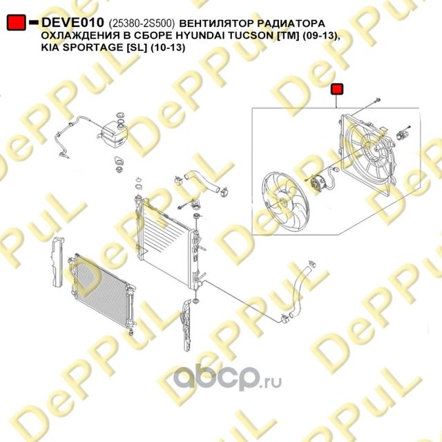 Вентилятор радиатора охлаждения в сборе (Deppul). Артикул DEVE010