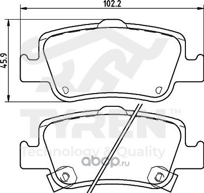 Колодки тормозные дисковые | зад | (Tyren). Артикул TYR1219051