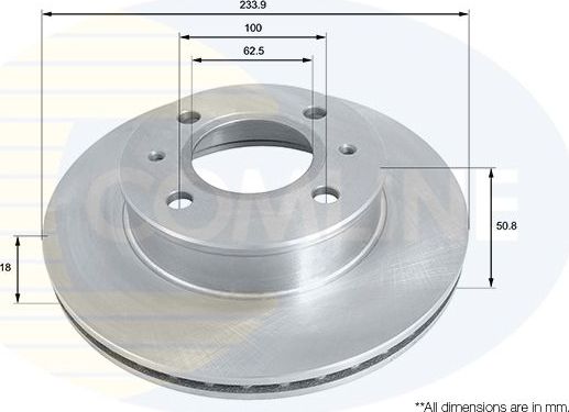 Тормозной диск Comline Comline передний для Hyundai Atos 1998-2008. Артикул ADC1038V