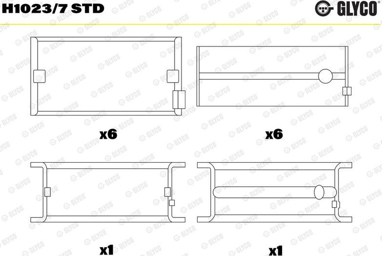 Вкладыши коренные Glyco для IVECO EuroStar 1993-2002. Артикул H1023/7 STD