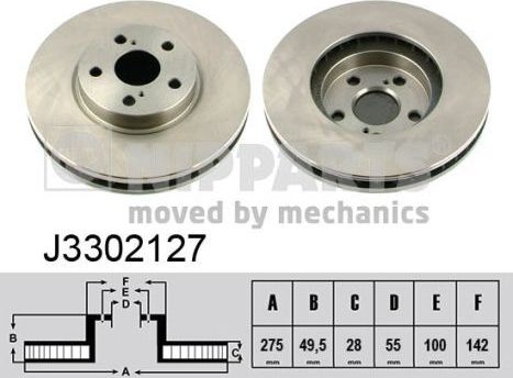 Тормозной диск Nipparts передний для Toyota Corona X (T210) 1996-2002. Артикул J3302127