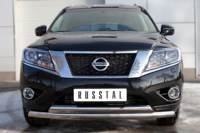 Защита RusStal переднего бампера d75х42 (дуга) d75х42 (дуга) для Nissan Pathfinder R52 2014-2026. Артикул NPZ-002018