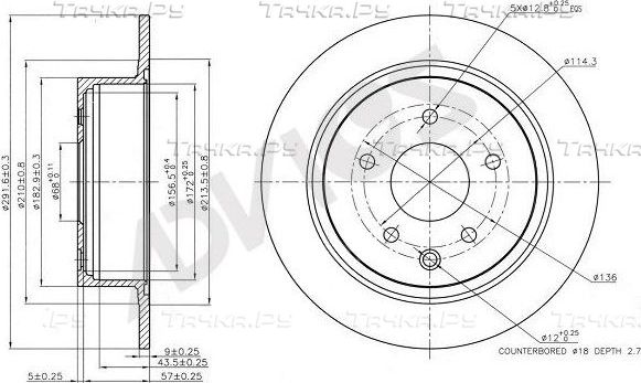 Тормозной диск Advics для Nissan Sentra VII (B17) 2014-2019. Артикул B6R074B