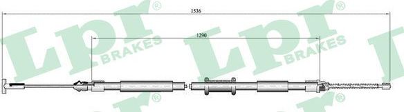 Трос ручника (тросик ручного тормоза) LPR задний левый для Fiat Palio I 1996-2012. Артикул C0601B