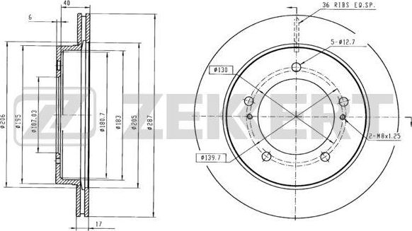 Тормозной диск Zekkert. Артикул BS-6042