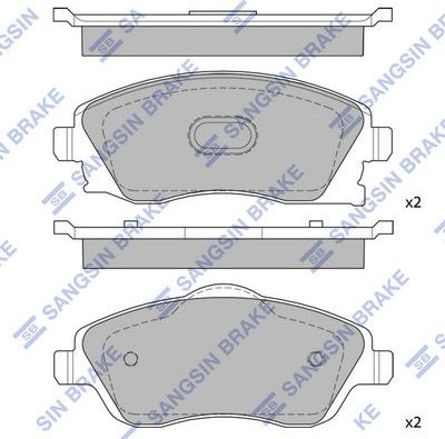 Тормозные колодки Sangsin Hi-Q передние для Opel Combo C 2001-2012. Артикул SP1745