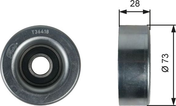 Направляющий (ведущий) ролик приводного поликлинового ремня Gates (Металл). Артикул T36418