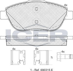 Тормозные колодки Icer передние для Citroen C3 II 2010-2016. Артикул 181925-201