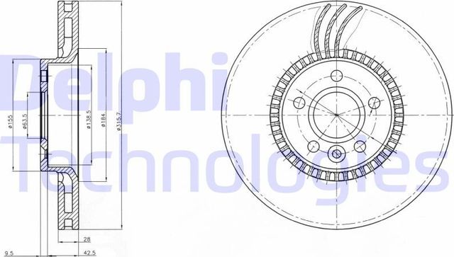 Тормозной диск Delphi. Артикул BG3784