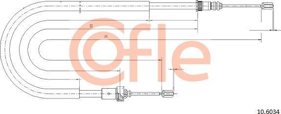 Трос ручника (тросик ручного тормоза) Cofle задний правый/левый для Peugeot 206 1998-2012. Артикул 92.10.6034