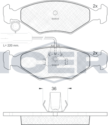 Тормозные колодки Icer передние для Fiat Albea 1996-2009. Артикул 181226