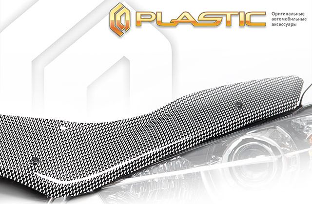 Дефлектор СА Пластик для капота (Шелкография карбон серебро) для Toyota Corolla E180/E170 седан 2013-2019. Артикул 2010011008818