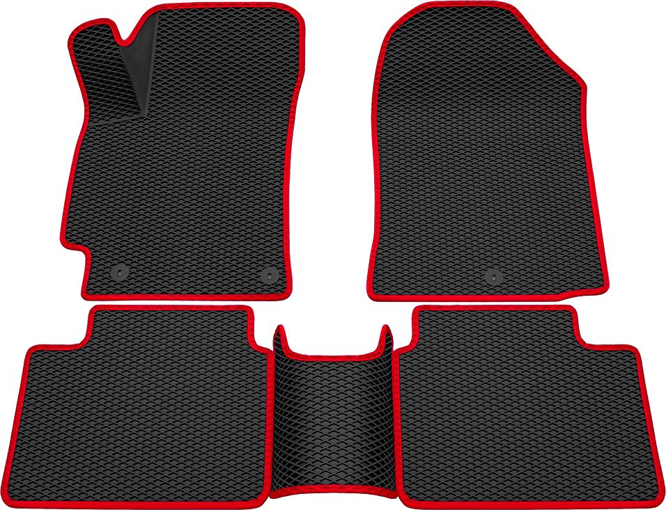 Коврики Rezkon 3D EVA ромб резиновые для салона Hyundai Elantra VI 2015-2020 Красный кант. Артикул 9220015404