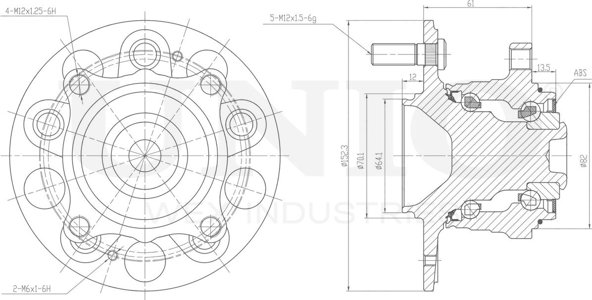 Ступица колеса с интегрированным подшипником (Unio). Артикул HUB-20185