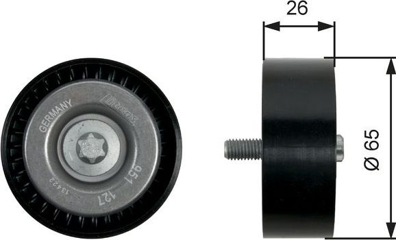 Направляющий (ведущий) ролик приводного поликлинового ремня Gates (полимерный материал). Артикул T36437