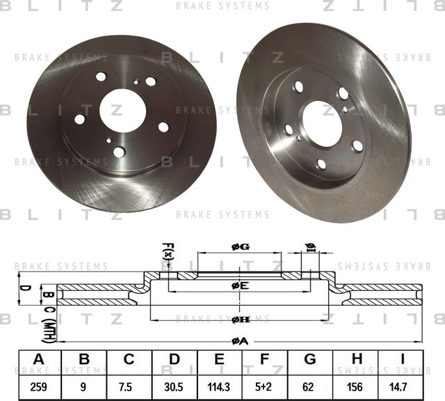 Диск тормозной TOYOTA COROLLA/AURIS 02- задн. (Blitz). Артикул BS0270