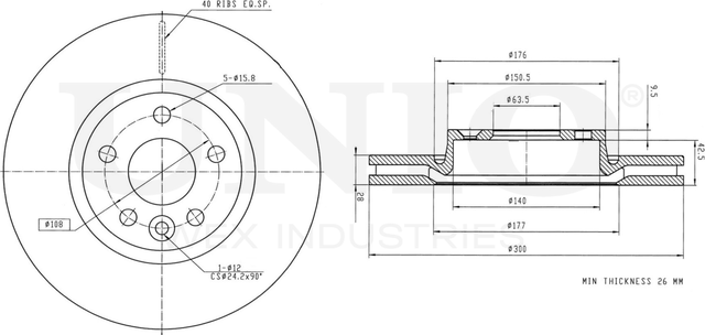 Диск тормозной (Unio). Артикул BRD-20062