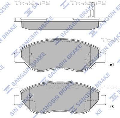 Тормозные колодки Sangsin Hi-Q передние для Opel Corsa D 2006-2014. Артикул SP1878