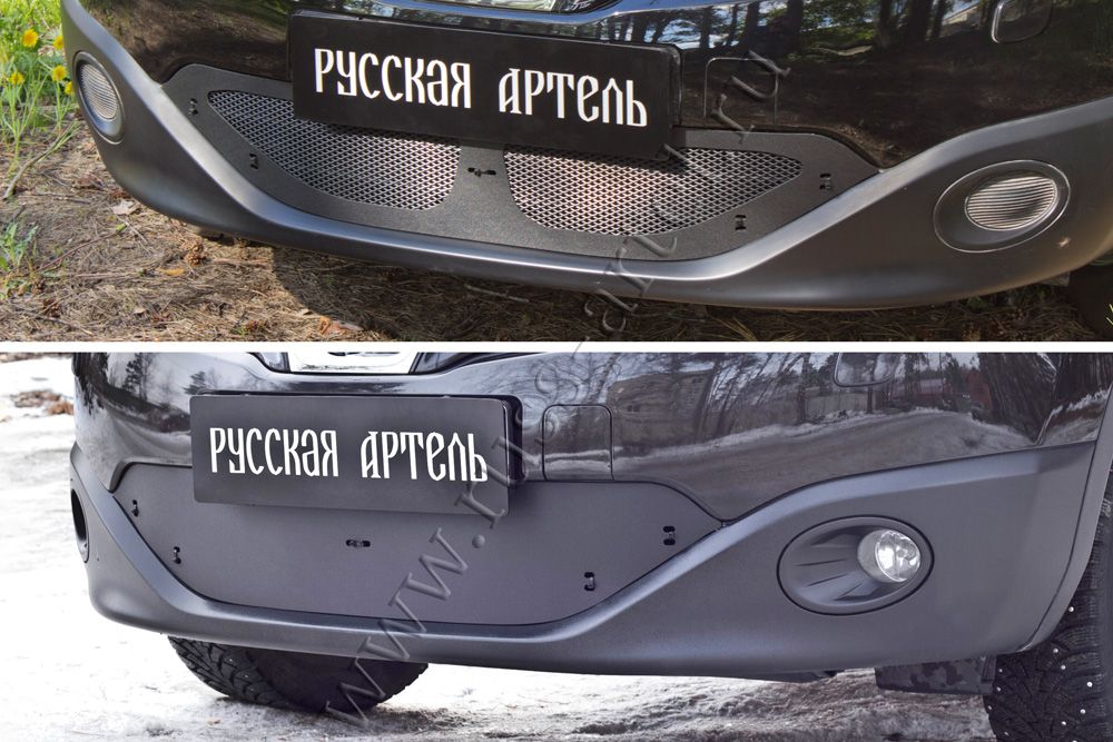 Защитная сетка и заглушка Русская Артель решетки переднего бампера для Nissan Qashqai I 2010-2013. Артикул SRN-134012