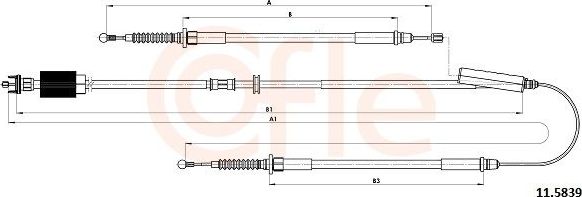 Трос ручника (тросик ручного тормоза) Cofle. Артикул 11.5839