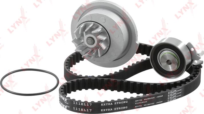 Помпа (водяной насос) с комплектом ремня ГРМ LYNXauto. Артикул PW-1003