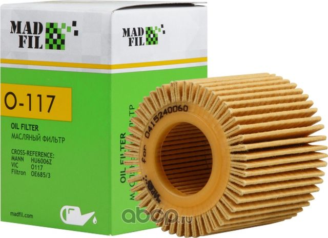 ФИЛЬТР МАСЛЯНЫЙ TOYOTA AURIS COROLLA YARIS 1.3 (Madfil). Артикул O117