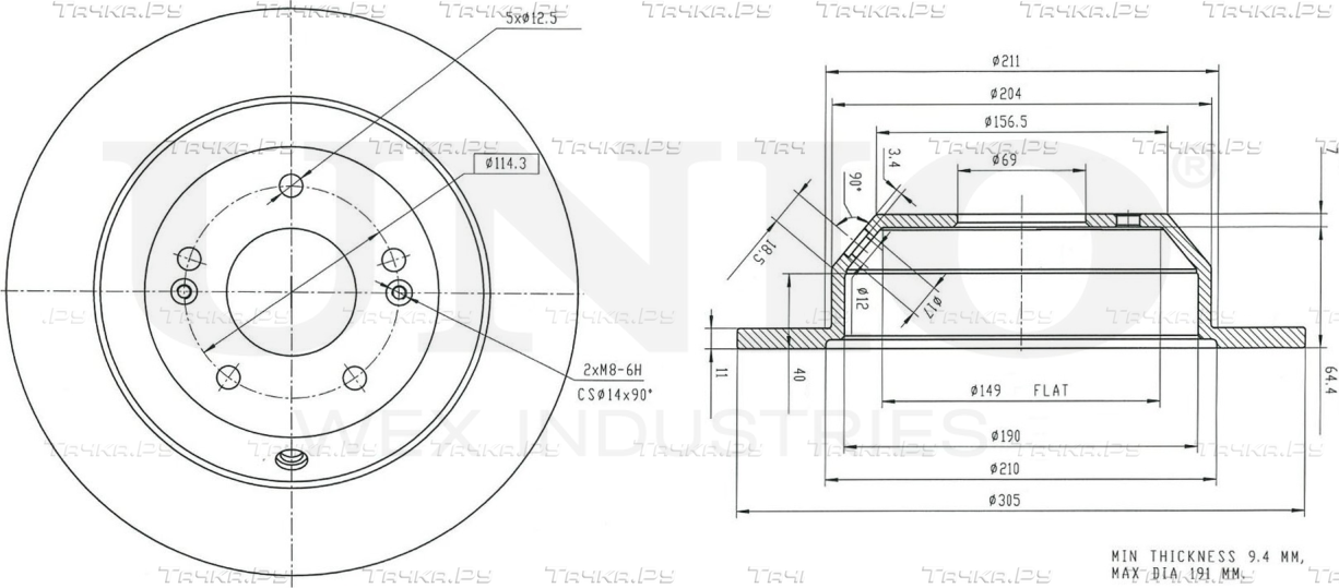 Диск тормозной (Unio). Артикул BRD-20591