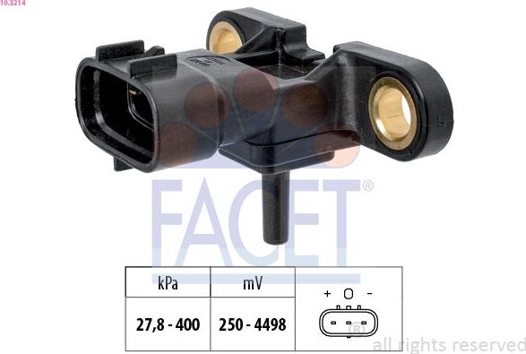 Датчик абсолютного давления (ДАД, MAP) Facet Made in Italy - OE Equivalent для Lexus LX 570 2015-2021. Артикул 10.3214