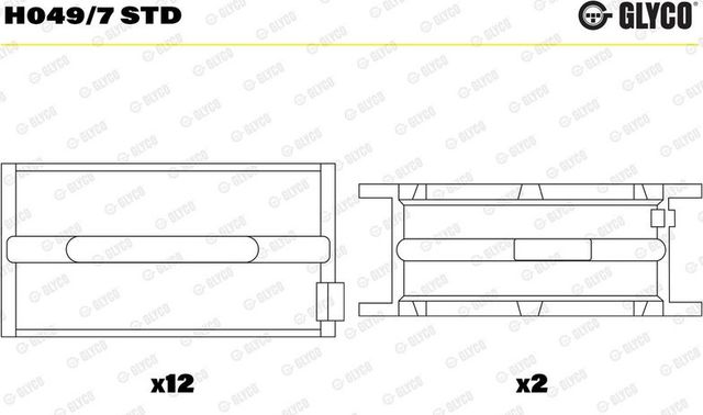 Вкладыши коренные Glyco для MAN NG 1992-1998. Артикул H049/7 STD
