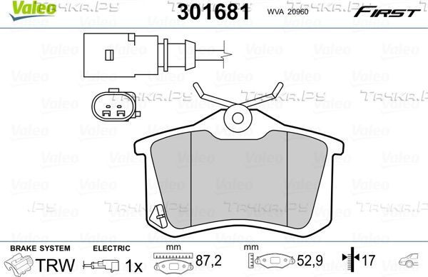 Тормозные колодки Valeo First задние для Ford Galaxy I 2000-2006. Артикул 301681