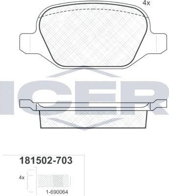 Тормозные колодки Icer. Артикул 181502-703