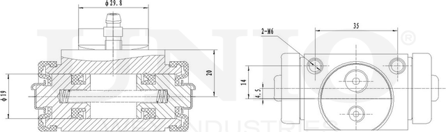 Цилиндр тормозной рабочий (Unio). Артикул BRC-20511