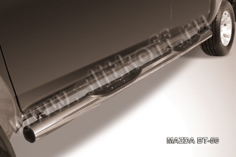 Пороги Slitkoff труба d76 с проступями для Mazda BT-50 I 2006-2011. Артикул MZB011