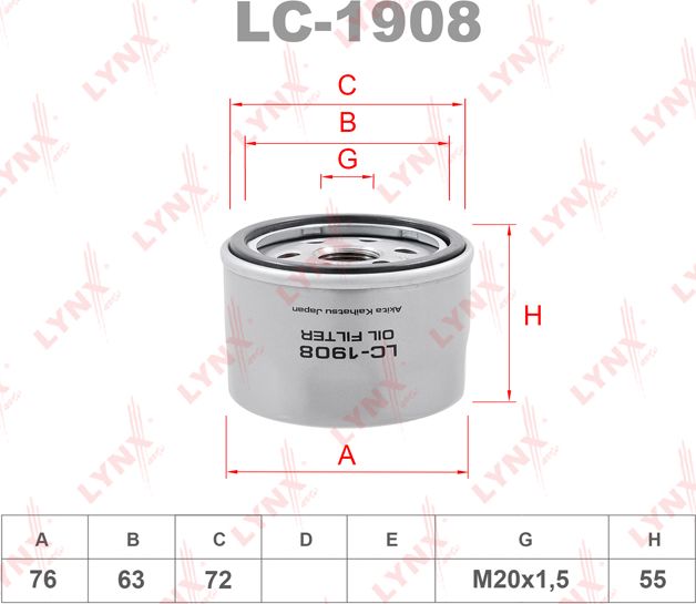 Масляный фильтр LYNXauto. Артикул LC-1908