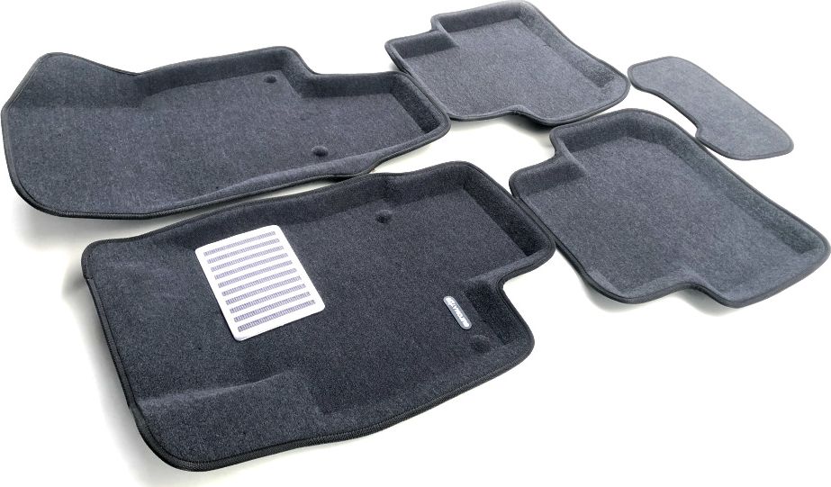 Коврики текстильные Euromat 3D Lux (Удлиненные) для салона Volkswagen Tiguan II 2016-2026 Темно-серые. Артикул EM3D-005415G