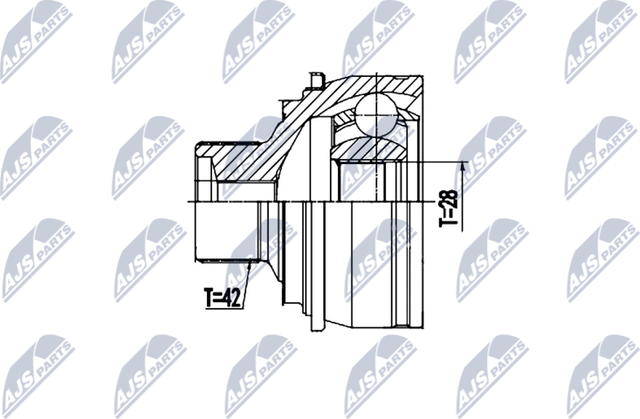Шрус наружный (граната) NTY передний для Porsche Cayenne III 2017-2026. Артикул NPZ-AU-058