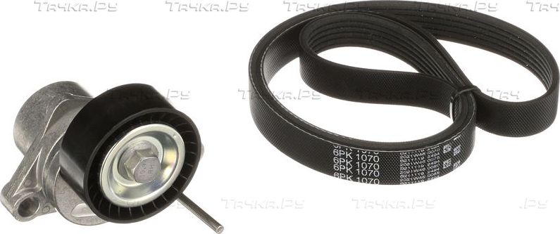 Приводной ремень поликлиновой с роликами (комплект) Gates Micro-V® Kit для Citroen C3 I 2008-2010. Артикул K016PK1070