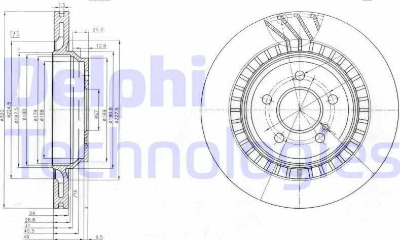 Тормозной диск Delphi. Артикул BG4144